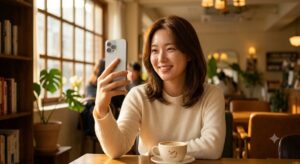 2026 감성 사진 앱 추천 스노우와 유라이크로 자연스러운 피부 톤을 연출한 스마트폰 셀카 화면