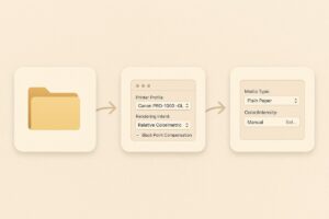Canon 프린터 ICC 프로필 설정 단계 인포그래픽
