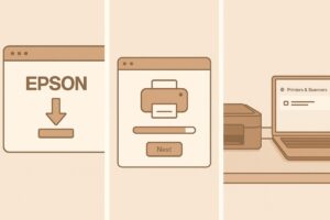 EPSON 프린터 드라이버 설치 과정 인포그래픽