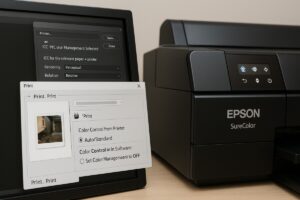 Epson SureColor 최적 색상 설정 과정 – ICC 프로필 적용, 드라이버 색상 관리 OFF 설정, Adobe Photoshop과 Lightroom을 통한 프린트 컬러 일치 방법