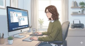 Mac 시스템 라이브러리 내 ColorSync Profiles 폴더에 전용 ICC 프로파일 파일을 수동으로 등록하는 모습