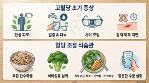 당뇨 전단계에 꼭 알아야 할 고혈당 초기 증상 4가지와 인슐린 저항성을 낮추는 식사 순서 및 혈당 조절 식습관 안내 이미지
