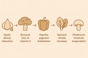 식재료 냉장 보관 영양소 감소 5단계 흐름 인포그래픽