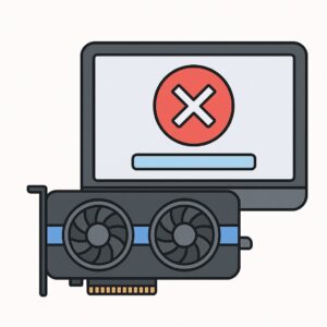 그래픽카드와 모니터 오류 아이콘 일러스트