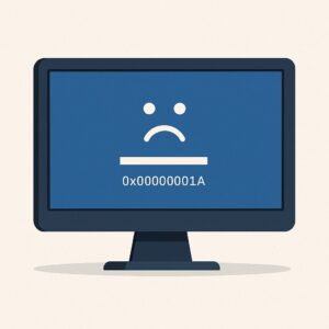 블루스크린 오류 복구 모니터 일러스트