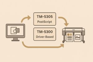 Canon TM-5305와 TM-5300 출력 구조 비교