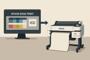 Epson Edge Print RIP과 Epson SureColor T7770D 프린터의 ICC 프로파일 연동 과정 – 출력 관리 화면 일러스트