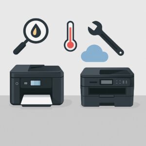 HP vs Brother 프린터를 나란히 배치한 이미지