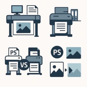 PostScript 모델과 비PostScript 모델의 출력 구조 차이표현