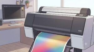 Epson Edge Print ICC 프로파일 설정법에 따라 대형 프린터에서 왜곡 없이 정확한 컬러 그라데이션으로 예술품을 인쇄하는 본문 일러스트 이미지
