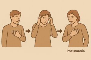 감 폐렴 전조증상 흐름 인포그래픽