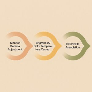 모니터 캘리브레이션 3단계 색상 보정 인포그래픽