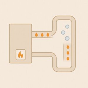 보일러 순환 불량 원인을 나타낸 온수 흐름 인포그래픽