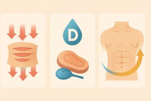 복부 힘이 빠질 때 비타민 D 단백질 균형 인포그래픽