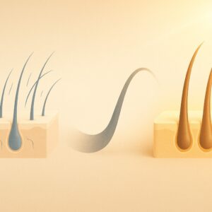 출산 후 호르몬 변화로 인한 탈모와 회복 과정을 단계별로 표현