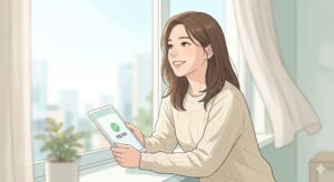 청년월세지원 온라인 신청을 성공적으로 마치고 태블릿의 제출 완료 화면