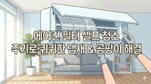 에어컨 필터 셀프 청소 방법과 주기를 설명하는 본문 이미지