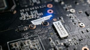 중고 그래픽카드 AS 리퍼 제품 기판 뒷면의 워런티 보이드 스티커 훼손 상태