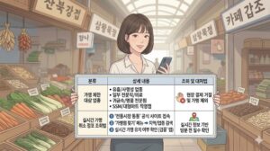 온누리상품권 가맹 제한 대상 업종 리스트와 전통시장 통통 실시간 취소 점포 조회법을 정리한 요약 표