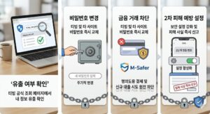 티빙 개인정보 유출 확인 공식 조회 페이지 화면과 검색 및 돋보기 아이콘 시각화