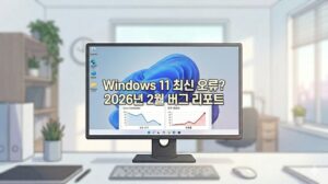 2026년 2월 보안 업데이트 이후 발생한 Windows 11 최신 오류 현상을 해결하기 위해 시스템을 점검하는 화면