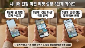2026년 시니어 스마트폰 오늘의 건강 미션 위젯 3단계 설정 가이드 화면