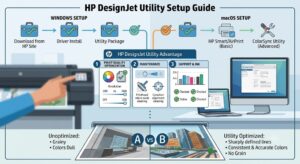 HP DesignJet 드라이버 설치 및 2026년 Windows macOS 운영체제별 유틸리티 세팅 가이드 본문 인포그래픽 이미지