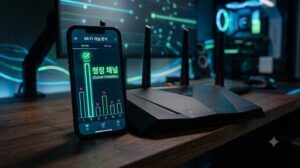 느려진 와이파이 속도 해결을 위해 스마트폰 앱으로 간섭이 적은 청정 채널을 검색하고 분석하는 과정