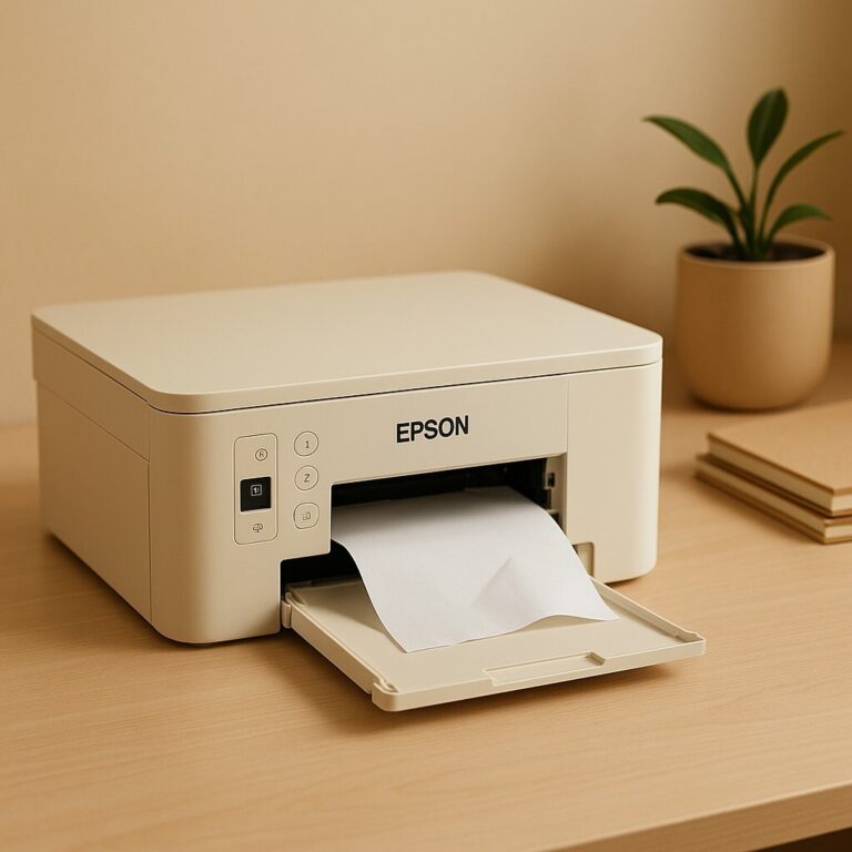 Epson Expression 종이걸림 해결, 전면 트레이에서 jammed paper를 조심스럽게 제거하는 이미지