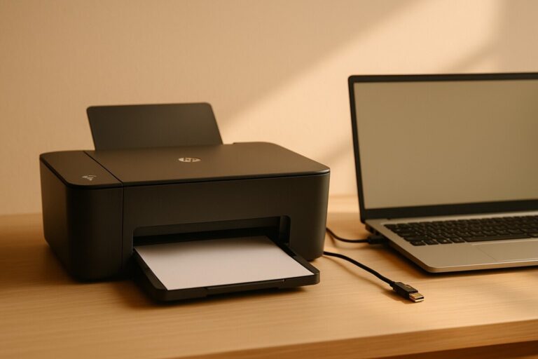 HP 프린터 연결 오류를 해결하는 장면