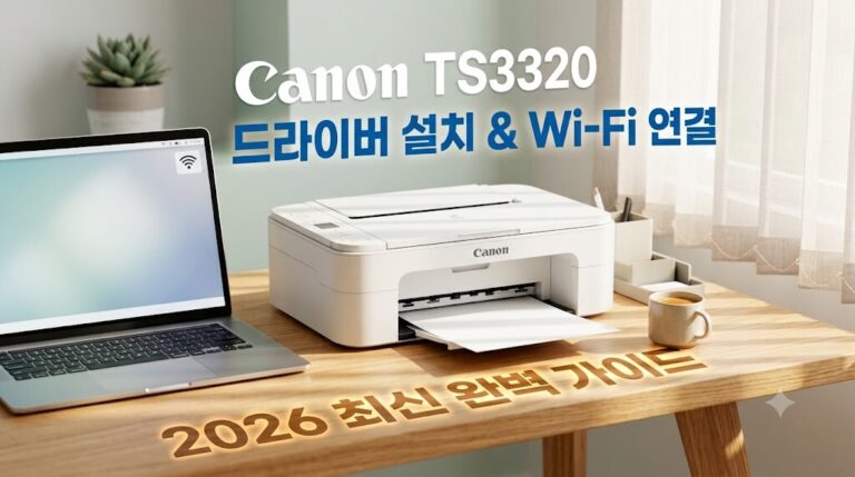 2026년 기준 Canon PIXMA TS3320 드라이버 설치 및 Wi-Fi 무선 연결 오류 해결 대표 이미지
