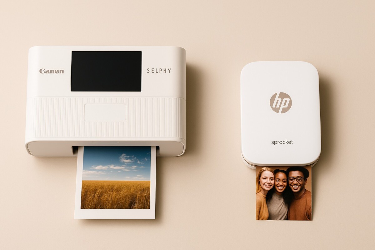 캐논 SELPHY CP1500과 HP 스프로켓 포토프린터가 사진을 출력하는 모습 – 출력 품질과 활용 비교
