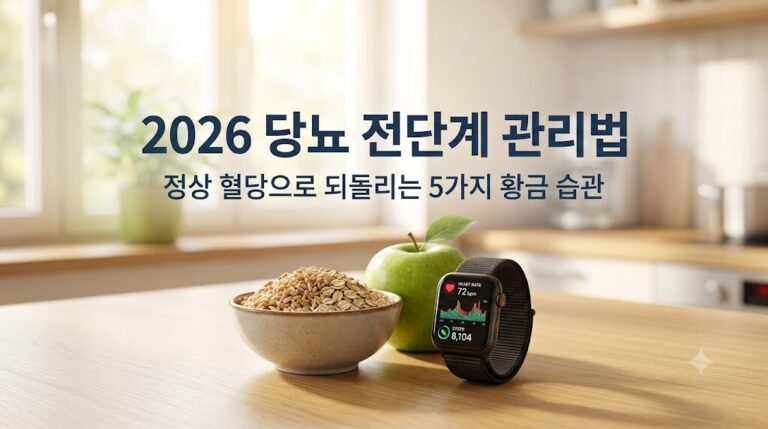 당뇨 전단계 관리를 위해 정상 혈당 수치로 되돌릴 수 있는 황금 시간 속 5가지 골든타임 생활습관 요약 대표 이미지