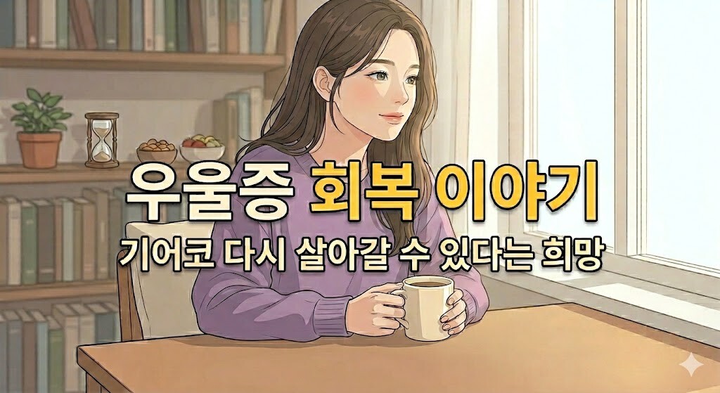 우울증에서 회복한 사람들의 이야기, 따뜻한 창가에 앉아 차를 마시며 평온함을 되찾은 여성의 모습