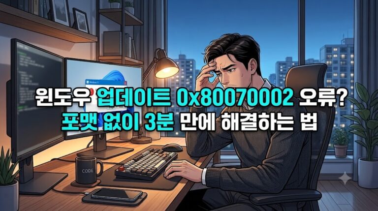 Windows 업데이트 오류 0x80070002 해결 가이드 화면