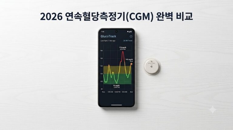 2026년 연속혈당측정기 CGM 기기별 정확도 및 가격 비교 스마트폰 화면