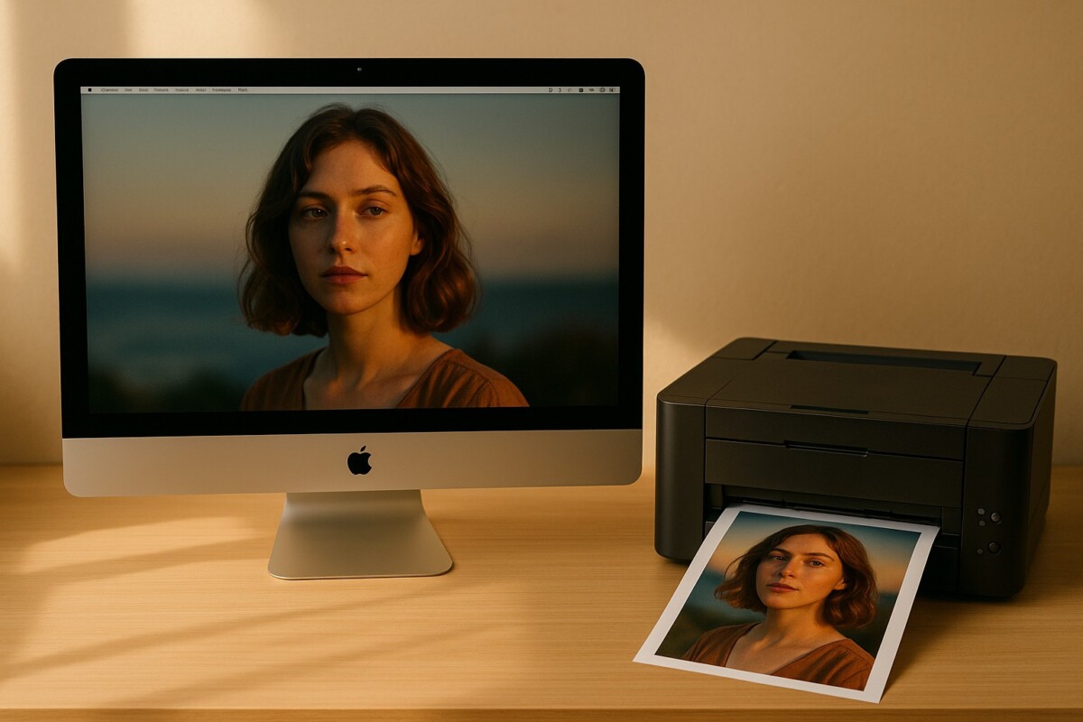 macOS 사진 인쇄 색상 왜곡을 ICC 프로파일과 ColorSync로 보정하는 프리미엄 사진 작업 환경 장면