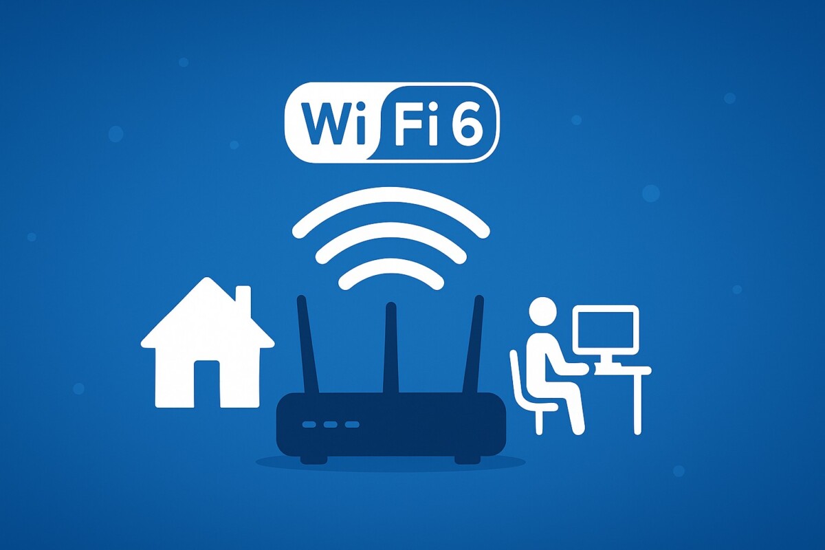 Wi-Fi 6 공유기 추천 – 가정용과 사무실용 환경을 상징하는 공유기와 무선 신호 화면