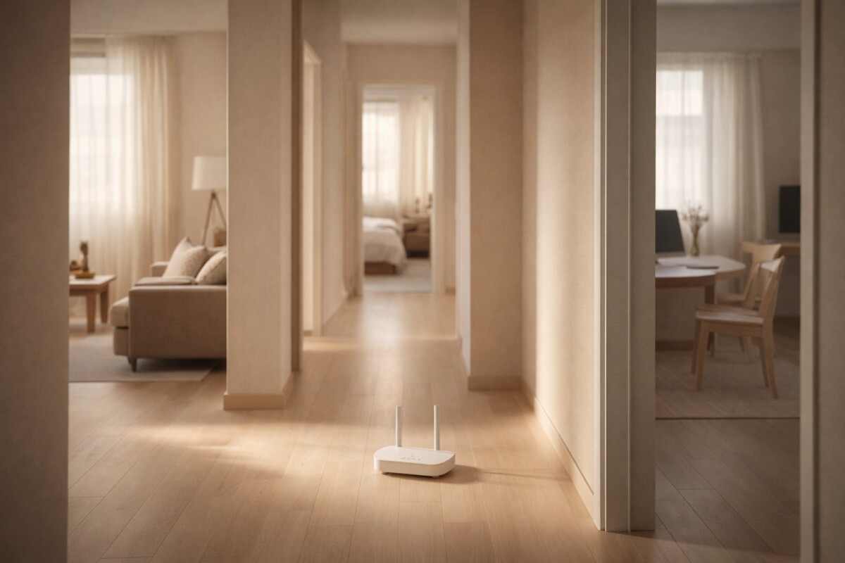 집에서 Wi-Fi 자주 끊긴다면 Mesh Wi-Fi가 필요한 신호를 보여주는 아파트 구조 이미지