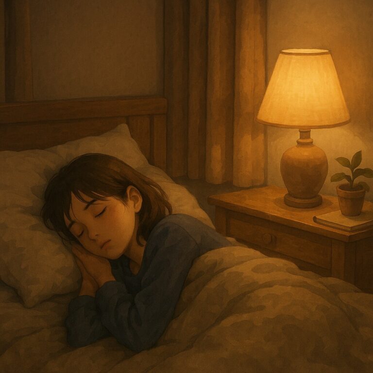수능 전날 밤 숙면, 따뜻한 조명 아래 편안히 잠든 수험생의 현실적인 장면 – 집중력 회복과 컨디션 유지를 위한 프리미엄 내추럴 톤 이미지 (2025 최신 버전)