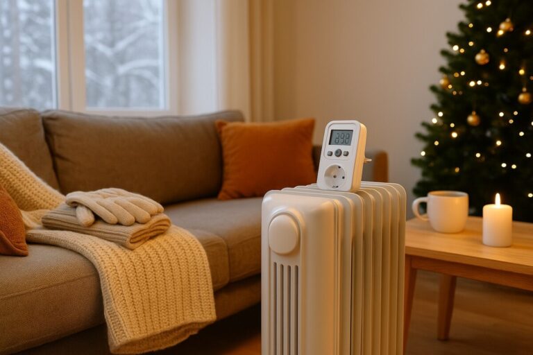 2025년 겨울 난방비 정부 지원금, 에너지바우처와 도시가스 요금 할인제도 활용 가이드 – 따뜻한 거실에서 난방기와 담요, 촛불이 어우러진 프리미엄 겨울 분위기 이미지
