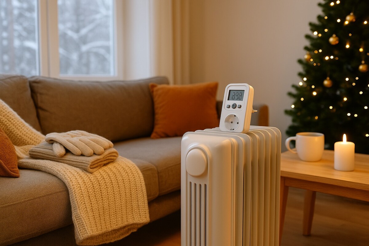 2025년 겨울 난방비 정부 지원금, 에너지바우처와 도시가스 요금 할인제도 활용 가이드 – 따뜻한 거실에서 난방기와 담요, 촛불이 어우러진 프리미엄 겨울 분위기 이미지
