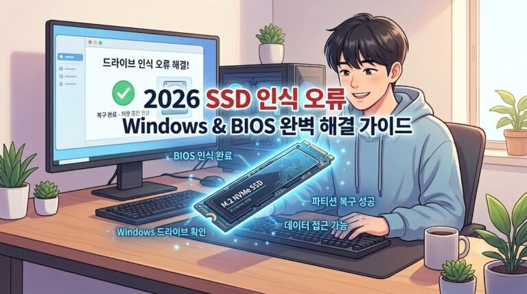 2026년 최신 시스템 규격에 맞춘 SSD 인식 안됨 문제 해결용 블로그 썸네일