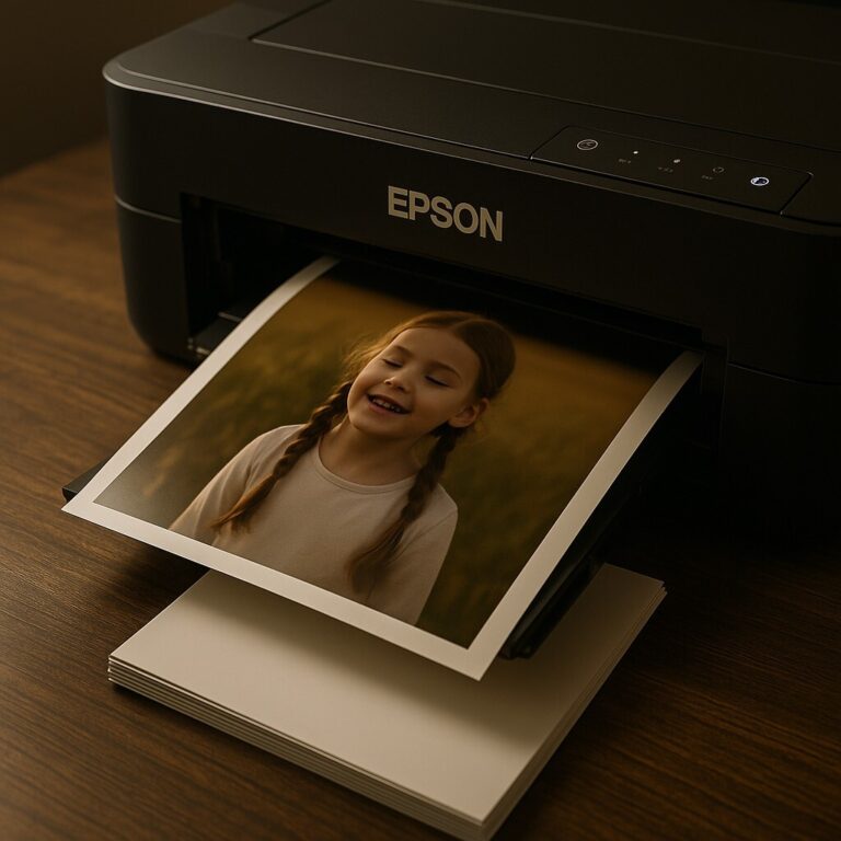 EPSON 포토 프린터 인쇄 품질 개선, 고급 인화지에 선명하게 출력되는 사진 인쇄 장면