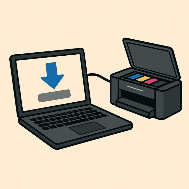 Epson 프린터 드라이버 설치 가이드, Windows와 macOS용 드라이버 다운로드 및 설치 과정을 시각화한 이미지