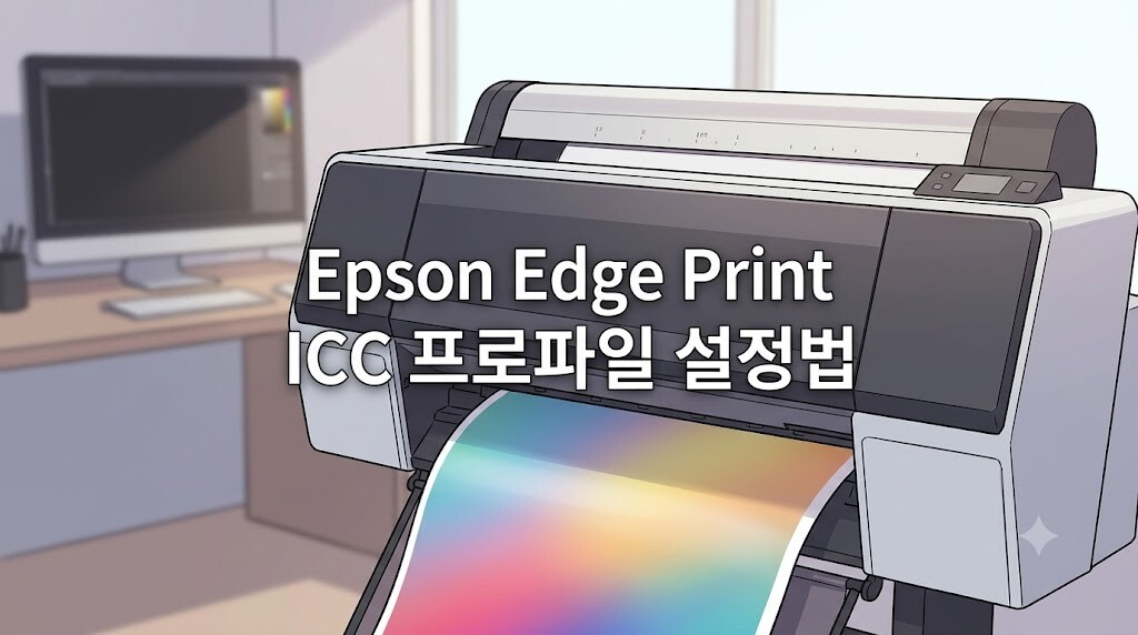 Epson Edge Print ICC 프로파일 설정법을 통해 대형 프린터의 출력 컬러 정확도를 극대화하는 과정을 직관적으로 표현한 포스팅 대표 썸네일 이미지