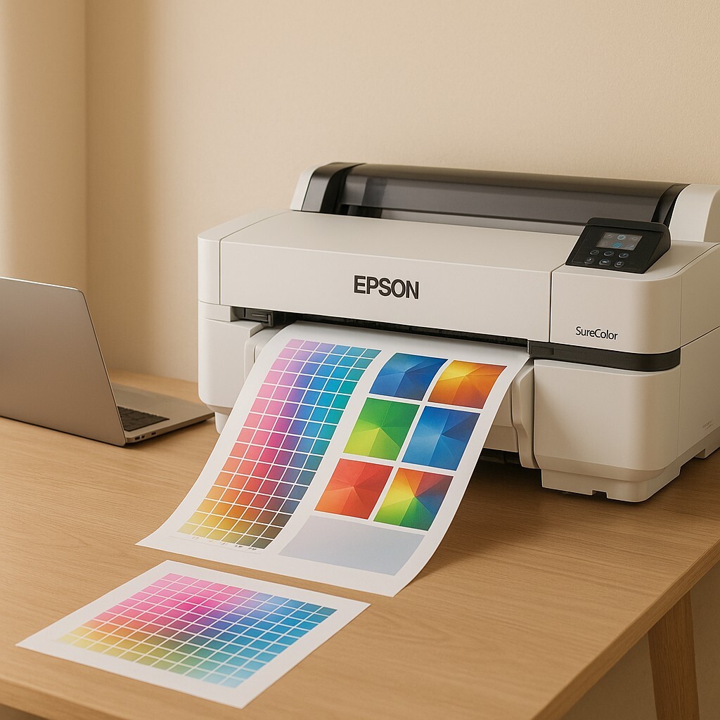 Epson 플로터 선명도 색상 출력 문제를 해결하는 장면