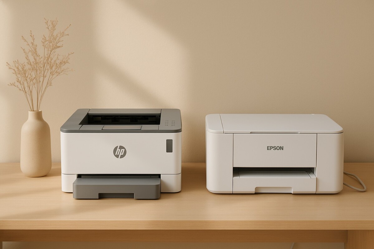 HP Epson 드라이버 연결 문제 해결을 보여주는 워크스페이스 장면