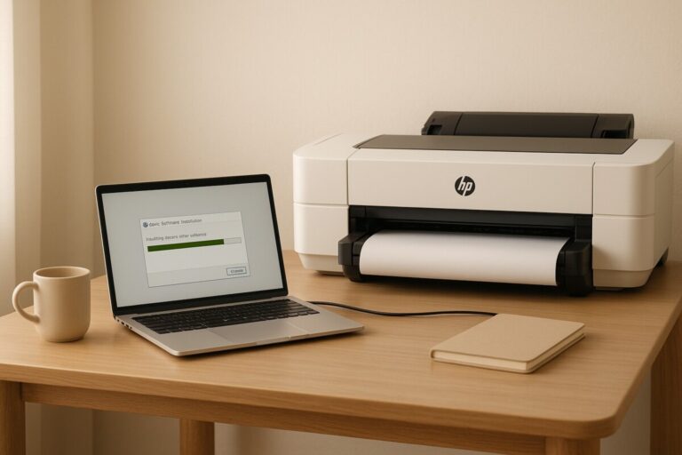 HP 플로터 드라이버 설치 실패 상황을 해결하는 장면