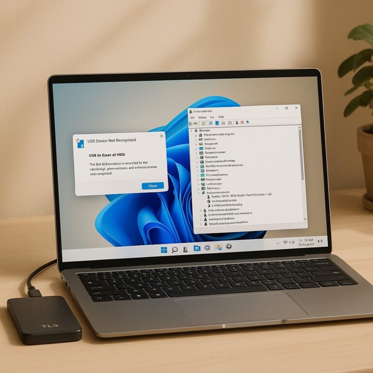 USB 장치 연결 오류 해결, Windows 11에서 인식 안 됨 문제를 장치 관리자 설정으로 복구하는 장면